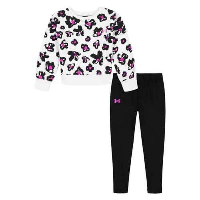 Under Armour UA PRINTED CREWNECK SET, White Floral Crewneck, 2T