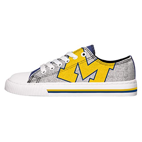 FOCO Michigan Wolverines NCAA Womens Glitter Low Top Canvas Shoes - 7