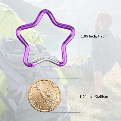 SWATOM Aluminum Star Shape Carabiner Clip Spring Snap Hook Keyring Carabiners Keychains Outdoor Accessories (2.6 Inch)