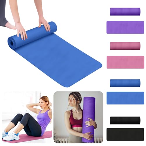 generic Pink Yoga Mat 5mm Thick Anti-Tear High Density Non Slip Exercise Mat with Carrying Strap Hot Yoga Mat for Fitness, Pilates, Stretching, Home Yoga, Gym, Floor, Workouts, 68 X 23 Inch, Black