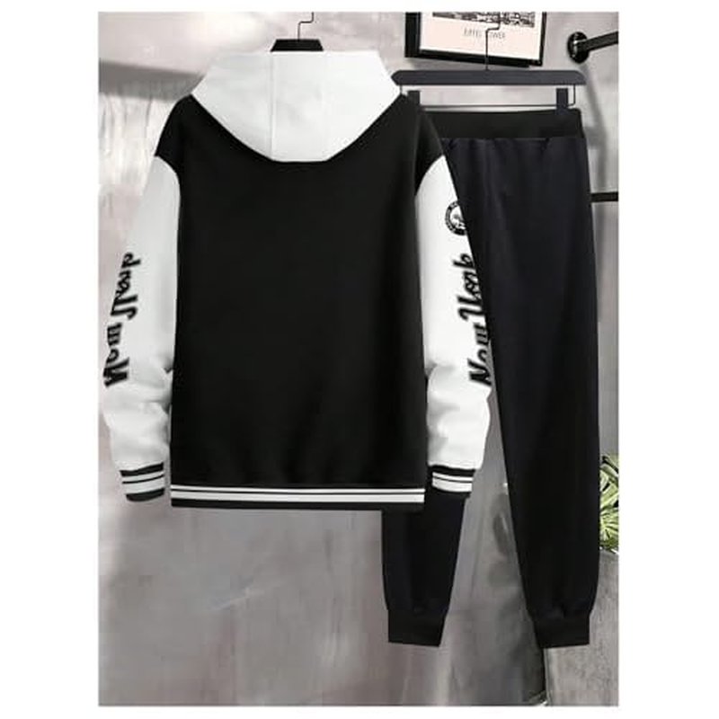SOLY HUX Men's Tracksuit 2 Piece Outfits Color Block Letter Graphic Long Sleeve Varsity Jacket and Pants Set
