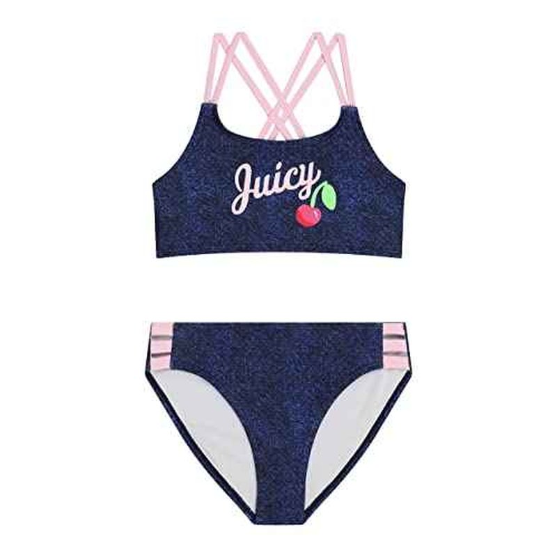 Juicy Couture Girls 4 Pack Two Piece Bikini Swimsuit Set, Kids Bathing Suit Swimwear Bikinis Tie Dye, Ombre, Metallic