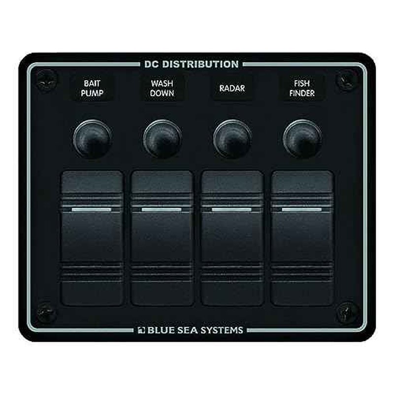 Blue Sea Systems 8372 Water Resistant Circuit Breaker Panel 4 Position-Black