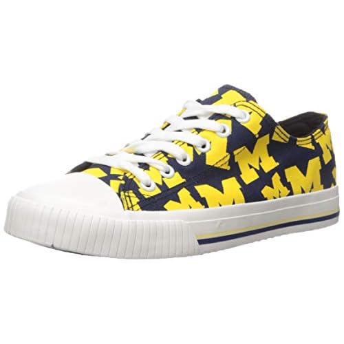FOCO Michigan Wolverines NCAA Womens Low Top Repeat Print Canvas Shoes - 7