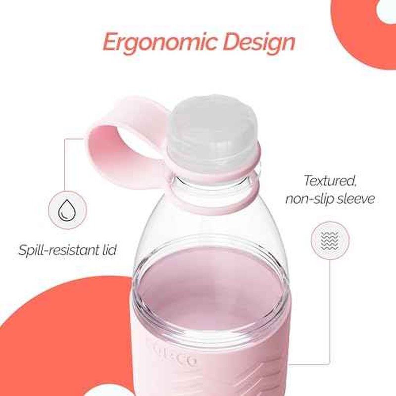 Copco Hydra 20 oz Tritan Water Bottle with Leak-Proof Lid & Textured Grip - BPA-Free, Dishwasher Safe, Easy Twist-Open for Ice & Fruit - Fits Cup Holders, Lightweight, Durable(Pink)