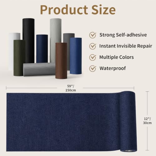 Skystuff Navy Canvas Repair Tape 12x59 Inches Self-Adhesive Fabric Patch
