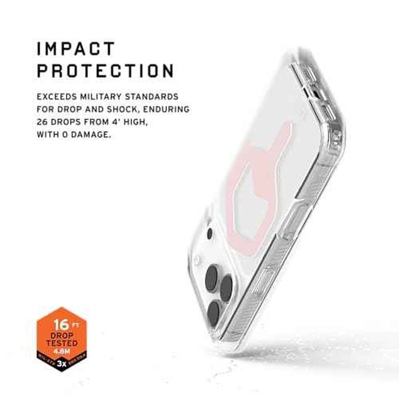 URBAN ARMOR GEAR UAG Designed for iPhone 17 Pro Case Plyo - Compatible with MagSafe Transparent Military Grade Protective Cover, Ice/Rose Gold