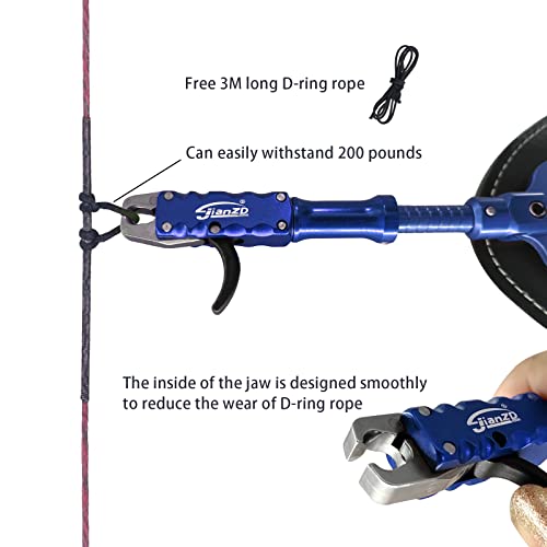 xxiaojun Adjustable Wristband Release, Index Finger Release, Composite Bow, 360 degree rotatable Jaws, Automatic Closure, Bow and Arrow Archery Accessories, Archery Release Aids (Blue)