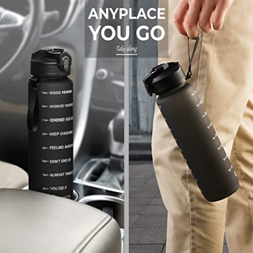 YOU GOT THIS LIVING Motivational Water Bottle with Time Marker, 32 oz Water Bottle, Sports Water Bottle with Spout, Achieve All-Day Hydration SpillProof, BPA FREE