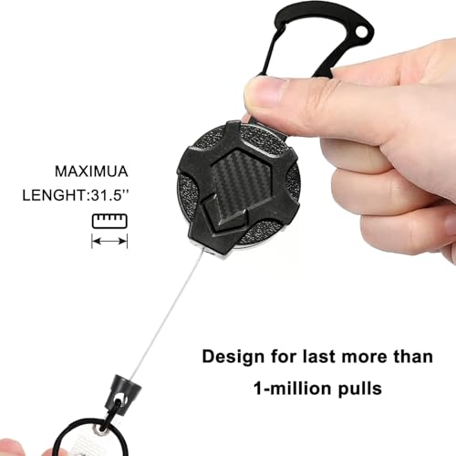 Retractable Keychain Lanyard Heavy Duty,Badge Holder Reel,Durable Pull Badge Reels Key Holder with 32¡± Steels Cord, 9.0oz (new 2-pack)