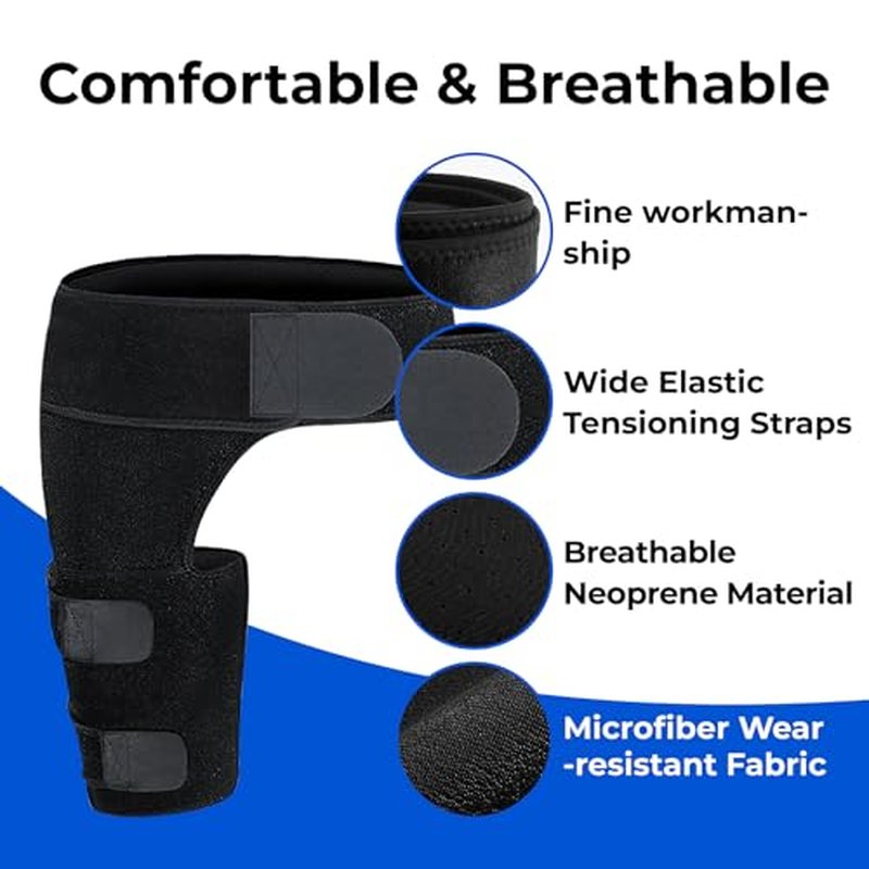 Hip Brace, Sciatica Pain Relief Devices, Hip Brace for Women Men, Hips Pain Relief, Thigh Compression Sleeve, Sciatic Nerve Braces, Suitable for Sciatic Nerve, Groin, Thigh, Hamstring
