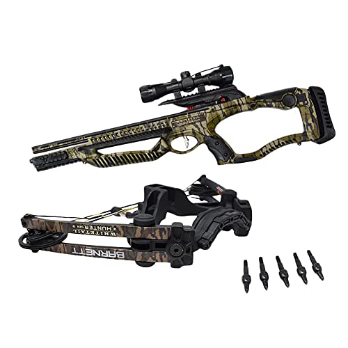 BARNETT Whitetail Hunter STR Crossbow, MossyOak Bottomland, Standard 4x32 Scope with 5PK Headhunter 22" Arrows