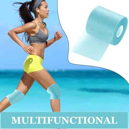 Nuanchu 30 Yards Pre-wrap Athletic Tape Foam Underwrap Tape Foam Underwrap Bandage for Hair Soccer, Sports Wrists Elbows Knees Ankles, 2.76 Inches(Turquoise)