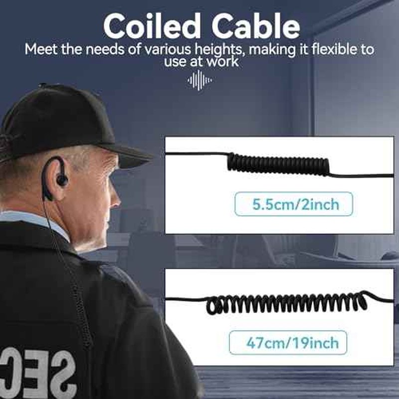 Retevis Walkie Talkie Earpiece with Mic, Kevlar Cable, 150¥Ø HD Speaker, Coiled Cord, for RT22 RT68 RT21 RT68 H-777, Compatible with Baofeng Kenwood Pxton 2 Way Radio, Two Way Radio Earpiece(10 Pack)