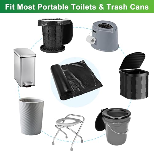 Portable Toilet Bags - 8 Gallon Camping Toilet Bags, Biodegradable Travel Potty Bag for Portable Toilet, Thickened Camp Toilet Waste Bags for 5 Gallon Bucket Toilet, Compostable Trash Bags