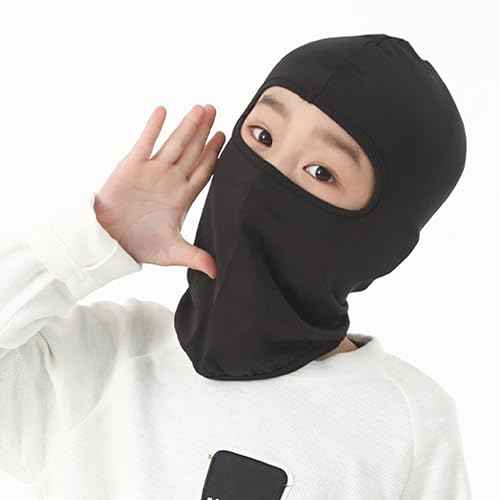 Kids Cycling Balaclava Mask Face Sun Protection Hat Windproof Skiing Cap for Boys & Girls 2 PCS Black