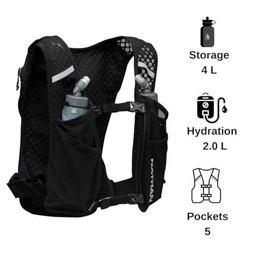 Nathan QuickStart 3.0 Hydration Pack with Hydration Bladder 4L, for Running Vest, Hiking, Walking, Marathon, Obstacle Course Run, Race