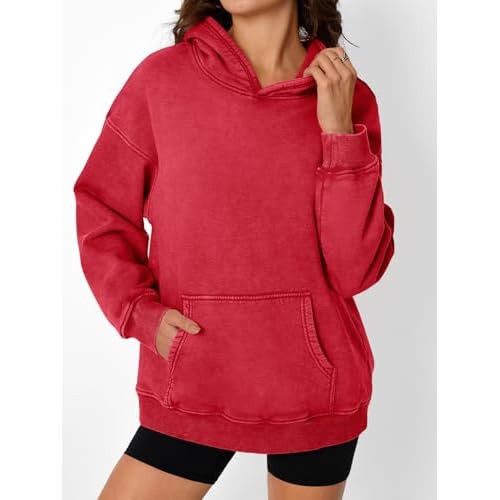 Trendy Queen Oversized Hoodies for Women Acid Wash Sweatshirt Cute Pullover Fall Winter Long Sleeve Shirts