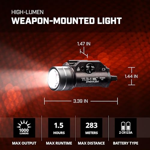 Streamlight 69262 TLR-1 HL 1000-Lumen Weapon Mounted Light with Long Gun Kit, Includes Safe Off Remote and Standard Switches, Remote Pressure Switch, Mounting Clips, Black