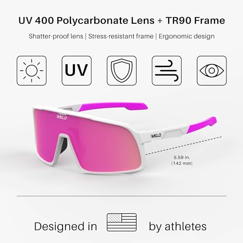 VELO by The Bullpen Training – Adult Sports & Active Sunglasses – TR90 & UV400 – For Baseball, Cycling & Outdoors – Changeup (White Rose)