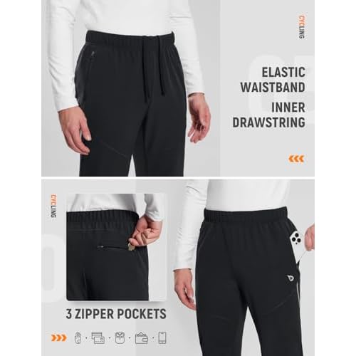 baleaf Men's Winter Cycling Running Pant Water Resistant Fleece Mountain Bike Pants Cold Weather Gear Windproof