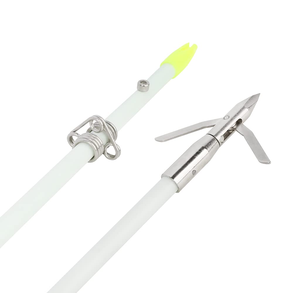 ZSHJGJR 34" Bowfishing Arrows Solid Fiberglass Shaft with Removable Broadheads for Compound & Recurve Bows& Long Bows Fishing Arrow Archery and Hunting 3/6Pack (6, Short Tip)