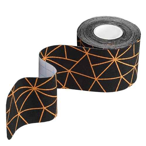 Copper-Infused Kinesiology Tape, 20 Precut Water Resistant Strips, Stretch Indicator, Elastic Athletic Tape for Sports & Weightlifting, Muscle Strain Relief & Joint Support (Black Copper)
