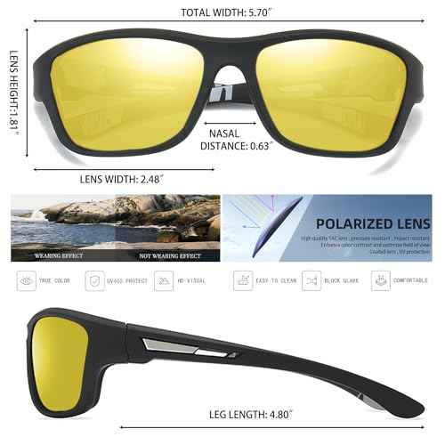 Polarized Night Time Driving Glasses for Men Women Anti Glare Night Vision Glasses Sunglasses for Cycling Biking