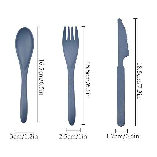 Knives Spoons and Forks Set, Wheat Straw Cutlery Set, Reusable Flatware Set for 5, Utensils for Party, Travel, Work, Picnic, Camping or Daily Use