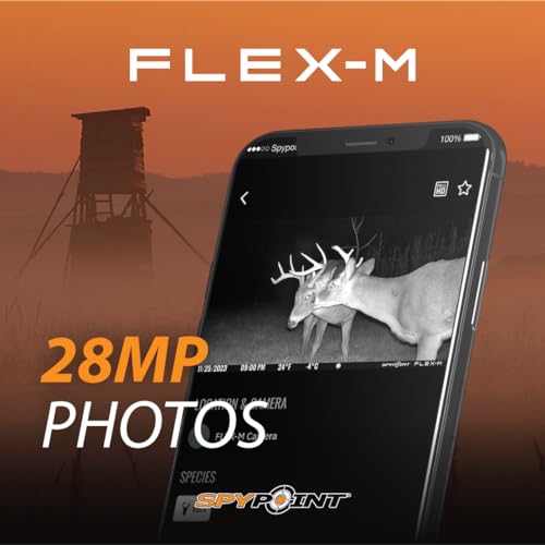 SPYPOINT Flex-M Solar Bundle - Cellular Trail Camera, Best Value in Hunting Accessories, No WiFi Needed & GPS-Enabled, Night Vision, Dual-Sim LTE Connectivity, IP65 Water-Resistant