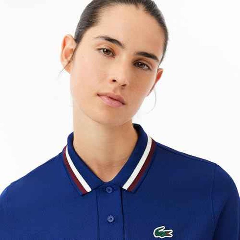 Lacoste Women's Sport Uv Protect Stripe Collar Tennis Polo Shirt