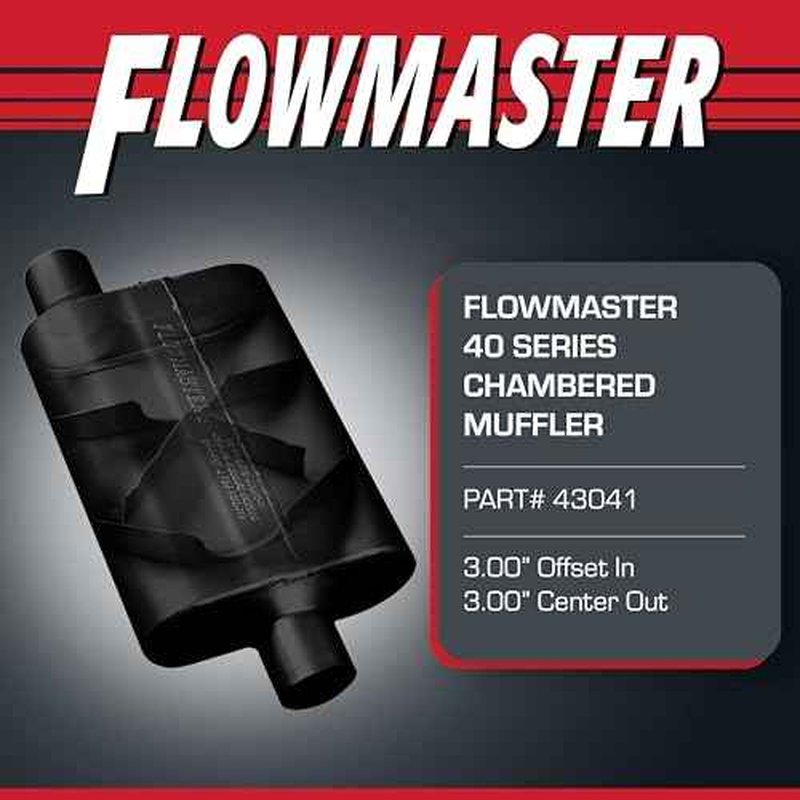 Flowmaster 40 Series Original Chambered Muffler ? 3.00" Offset In / 3.00" Center Out ? Aggressive Sound ? 16-Gauge Aluminized Steel ? For Muscle Cars, Street Rods, Trucks, SUVs & Strip Builds (43041)