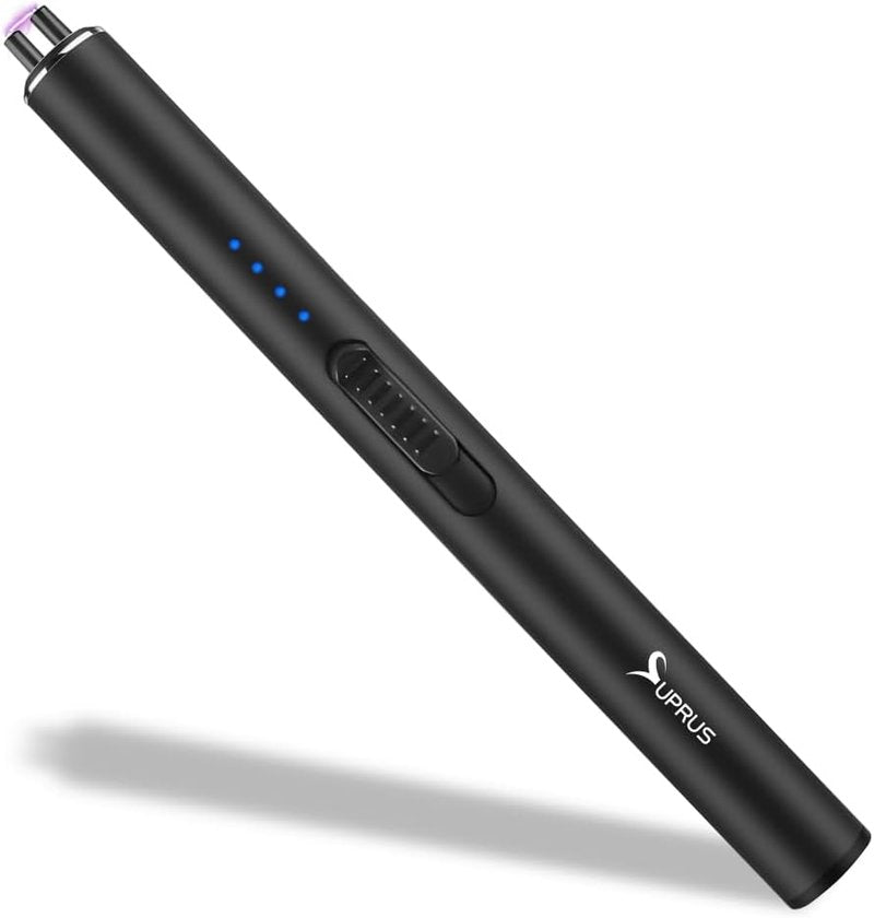 Electric Arc Windproof Flameless USB Rechargeable Lighter - Safety Lock for Candles | Black