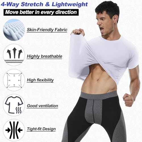 SPVISE Men's Compression Shirt Short Sleeve Workout Gym Top Cool Dry Athletic Base Layer Undershirt T-Shirt for Sport Running