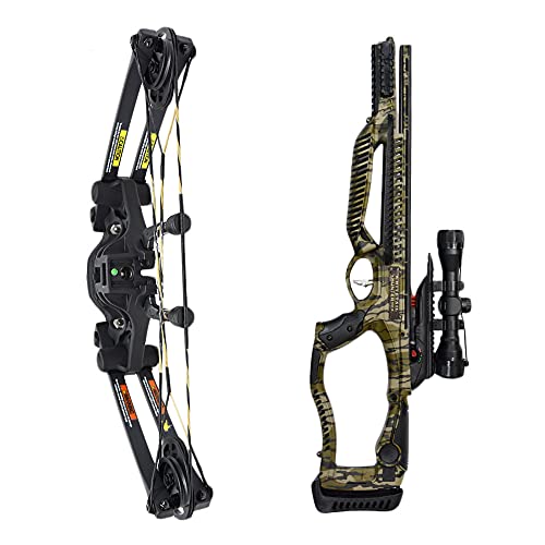 BARNETT Whitetail Hunter STR Crossbow, MossyOak Bottomland, Standard 4x32 Scope with 5PK Headhunter 22" Arrows