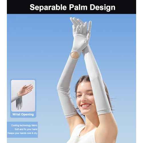 UV Protection Women's Driving Gloves - Full Finger Arm Sleeve Long UV Sun Protection Gloves