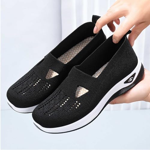 Generic Womens White Sneakers Women's Slip on Sneakers Shoes Woven Orthopedic Breathable Soft Shoes Walking Diabetic Foam Shoes Hands Free Slip in V-667 Gray 5.5