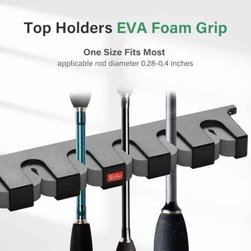 Fishing Rod Holders Wall-Mounted ? Simple Deluxe Fishing Rod Rack, Fishing Pole Holder & Rack, Fishing Pole Holders Grey