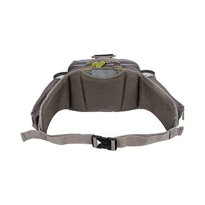 Allen Company Eagle River Lumbar Fly Fishing Pack - Holds 6 Fly Boxes, Zip?Down Workstation, Waist Bottle Pockets, Durable Outdoor Waist Pack - Gray/Lime and Olive Green