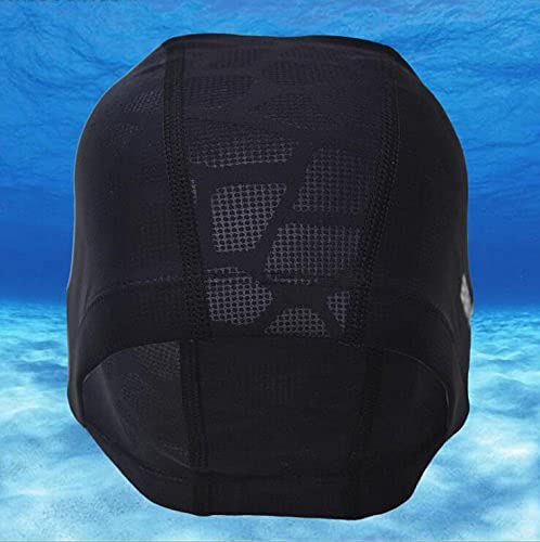 SHESHY Swim Cap, Flexible Nylon Spandex Fabric Cotton PU Fiber Swimming Bathing Cap Hat for Men Women Kids Adults (Black)