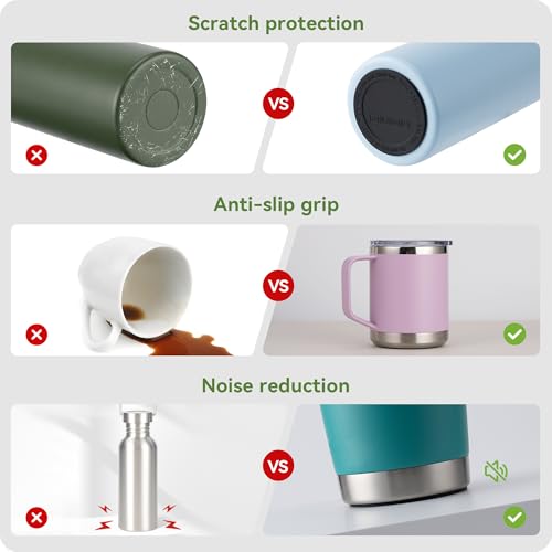 Snowfall Silicone Bottom Protectors for Large Tumblers, Travel Mugs, and Water Bottles,Fits Hydro Flask 32 oz, RTIC 30 oz, Beast 30 oz and Other Tumblers with 63mm Diameter (2 Pack 2.48"/63mm)