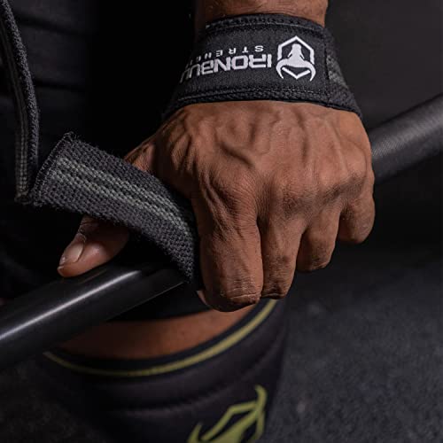 Lifting Straps (1 Pair) - Padded Wrist Support Wraps - for Powerlifting, Bodybuilding, Gym Workout, Strength Training, Deadlifts & Fitness Workout (Black/Grey)