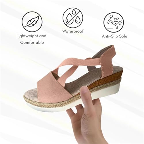 Sikrit OrthoStella Ergonomic Pain-Relieving Sandals for Women, Womens Width Sandals Flat Wedge Heel Hollow Beach Sandals (beige,38)