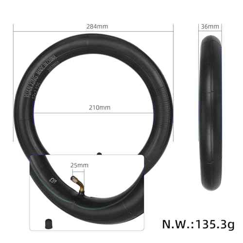 12x 2.125 Inner Tube with Bent Valve for Ebike Stroller Tricycle Balance Bicycle, 12 inch 12 x 2 1/8 Tire Inner Tube Butyl Rubber Thickened for Bike Accessories