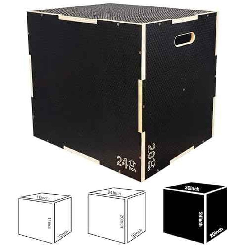 Fitvids 3-in-1 Non-Slip Wooden Plyo box, Plyometric Jump Box for Home Gym, Step Up Box for Workout Training, Lunges, Squats, Dips, 550lbs Weight Capacity, Multiple Sizes
