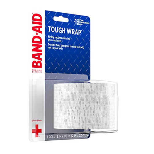 Band-Aid Brand of First Aid Products Tough Wrap Self-Adhesive Bandage Wrap, Elastic & Water-Resistant for Minor Wound Care & Dressing, Flexible Fabric, Lightweight, Durable, 2 in by 2.5 yd