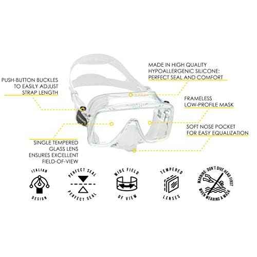 Cressi Frameless Adult Scuba Diving Mask: Wide Visibility, Silicone Skirt: SF1 : Quality Since 1946