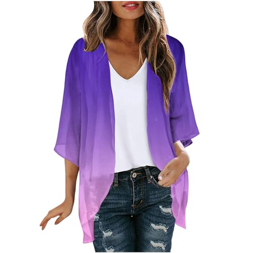 Casual wear for Women,Kimonos for Women Plus Size Casual Cover up Floral Print Puff Sleeve Kimono Cardigan Lightweight Summer Cruise Outfits Warehouse Clearance Open Box Under 20