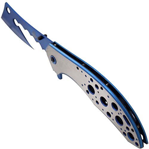 Snake Eye Tactical 12" Jumbo Huge Heavy Duty Ultra Smooth One Hand Opening Folding Pocket Knife Limited Edition Collectors Knife - Ideal for Recreational Work Hiking Camping (Blue)