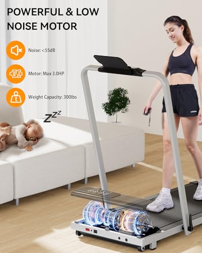 3 in 1 Walking Pad Treadmills - Folding Treadmill 300lbs Capacity Under Desk Treadmill 3.0HP Foldable Treadmill for Home Office with Remote Control & Smart APP Space Saving